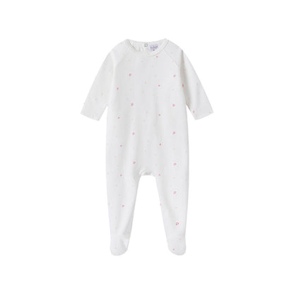 Outlined Heart Print Footie & Hat Set