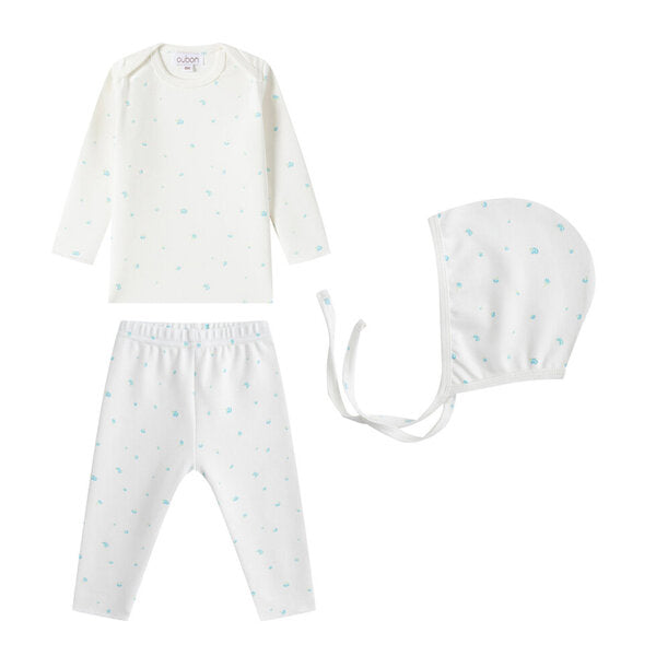 Rose Blue Floral 2 PC & Bonnet