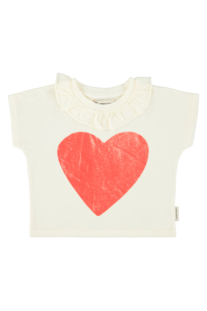 Heart Print T'shirt w/ Collar
