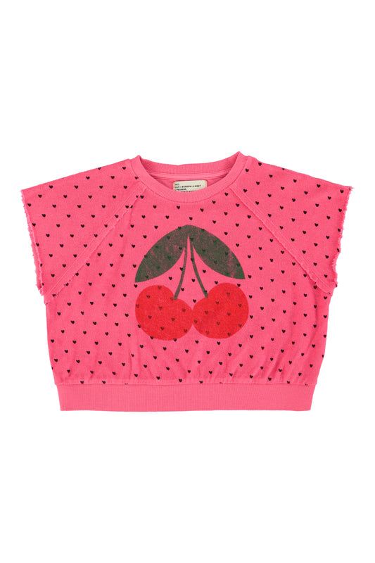 Cherry Print sleeveless sweatshirt