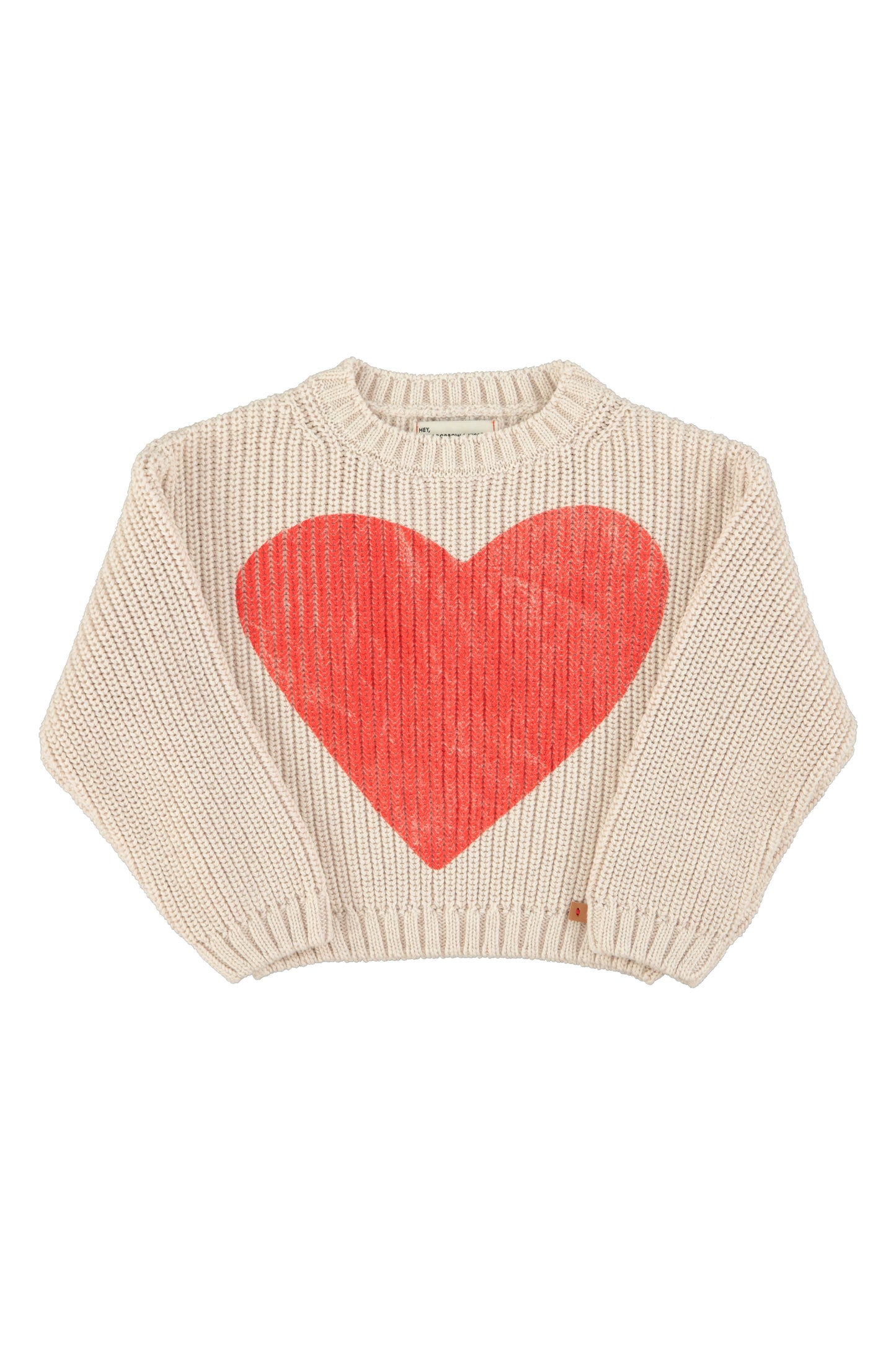 knitted sweater red heart print