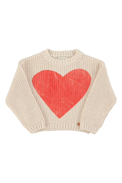 knitted sweater red heart print