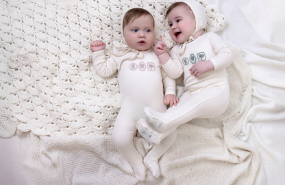 Milk Keepsake Embroidery Footie w Round Bonnet