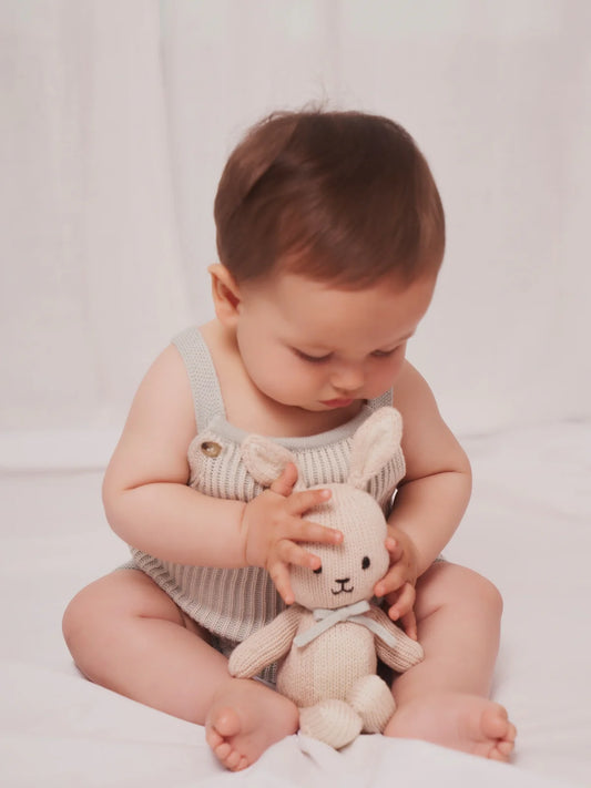 Tuntun baby bunny boy 8" Light beige & light blue
