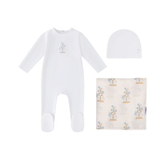 Mini Label Water Print Carousel Set- White