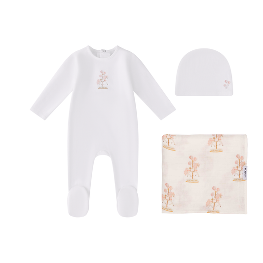 Mini Label Water Print Carousel Set- White
