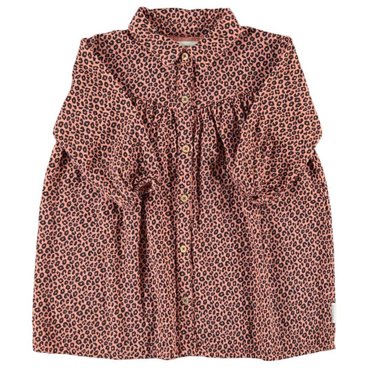 Knee Length Dress (MN2602) - Pink W/ Animal Print
