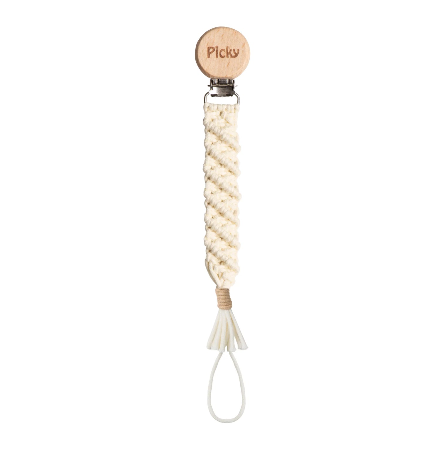 Macrame Braided Paci Clip - Beige