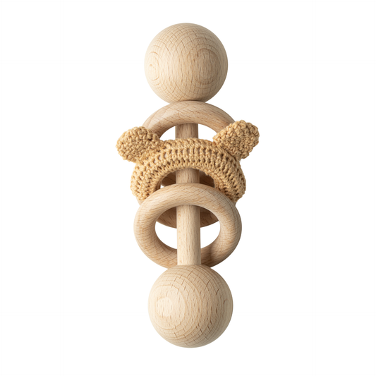 Baby Rattle with Teddy  - Beige
