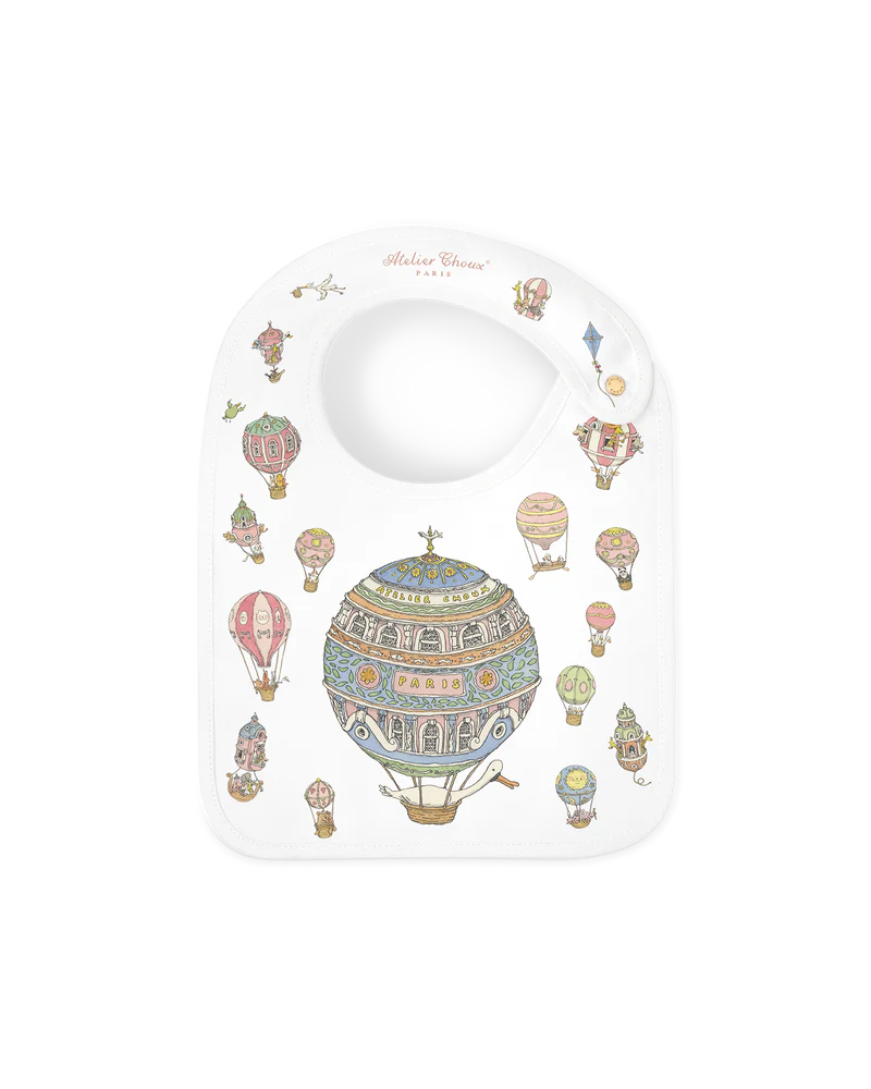 Atelier Choux  Satin bib - Hot Air Ballons