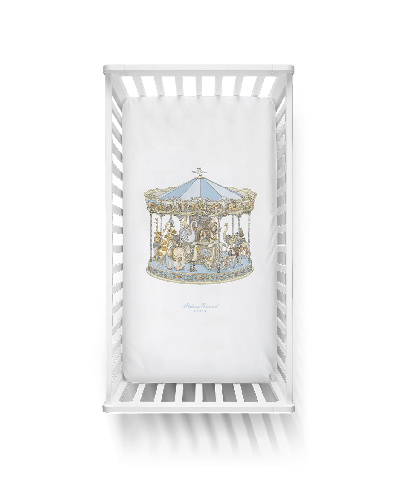 Atelier Choux Satin Fitted Sheet - Carousel Blue