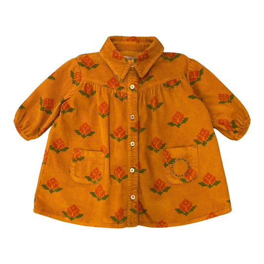 Knee Length Dress (MN2603M) - Camel W/ Flowers