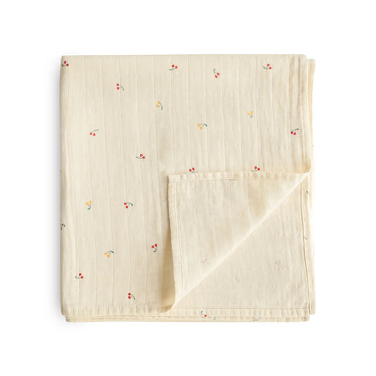 Organic Cotton Muslin Swaddle Blanket - Cherries