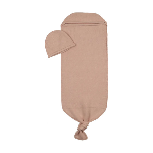 Peluche Pointelle Cocoon and Bonnet - Rose