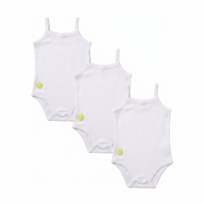 Dott   Baby Girl Sleeveless 3pc White Onesie Set