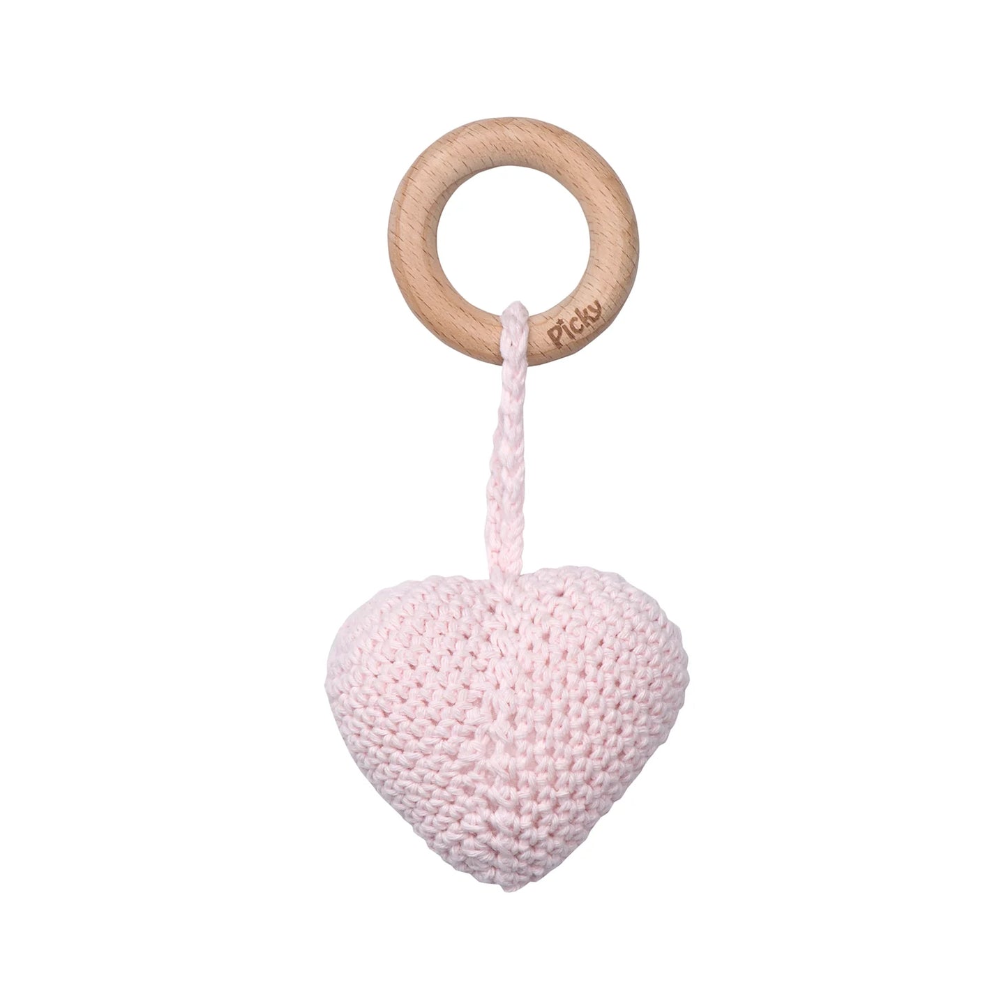 Heart Rattle Teether- Pink
