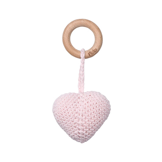 Heart Rattle Teether- Pink