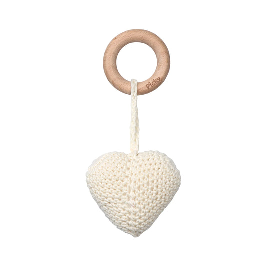 Heart Rattle Teether - Off White