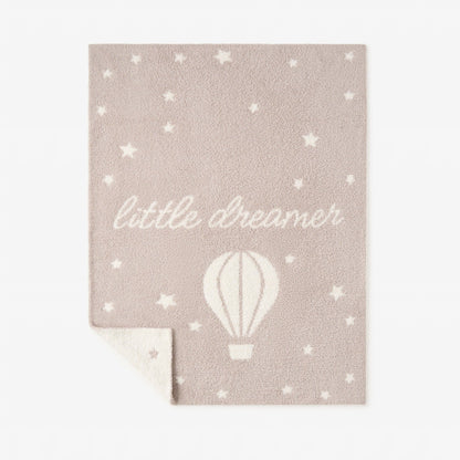 Hot Air Balloon Feather Knit Baby Blanket - Taupe