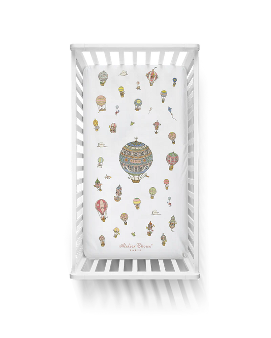 Atelier Choux  Satin Fitted Sheet - Hot Air Balloons
