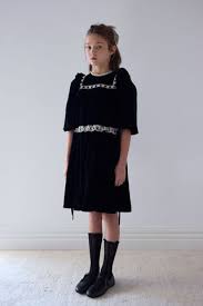 Ribbon Lace Trim Velvet Dress - Black/Cream Lace