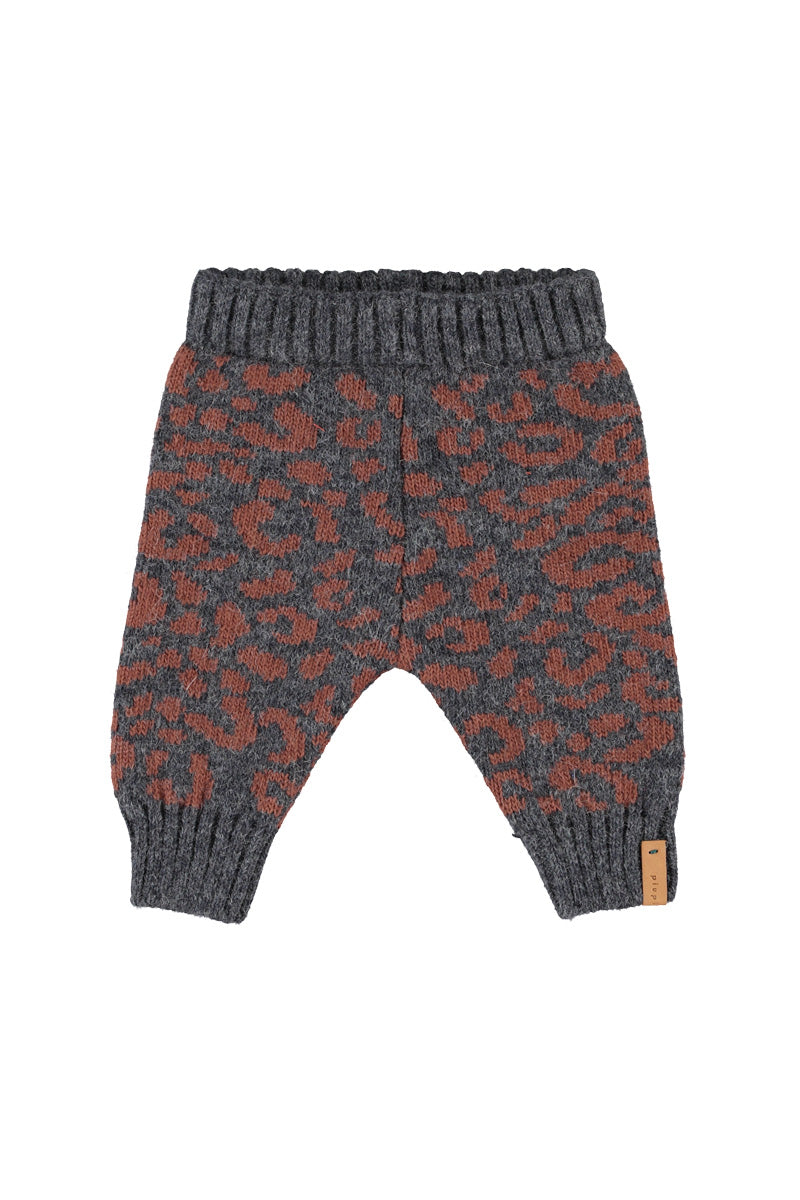 Knitted Sweater And Legging Set (TRC2603) - Dark Grey With Animal Print