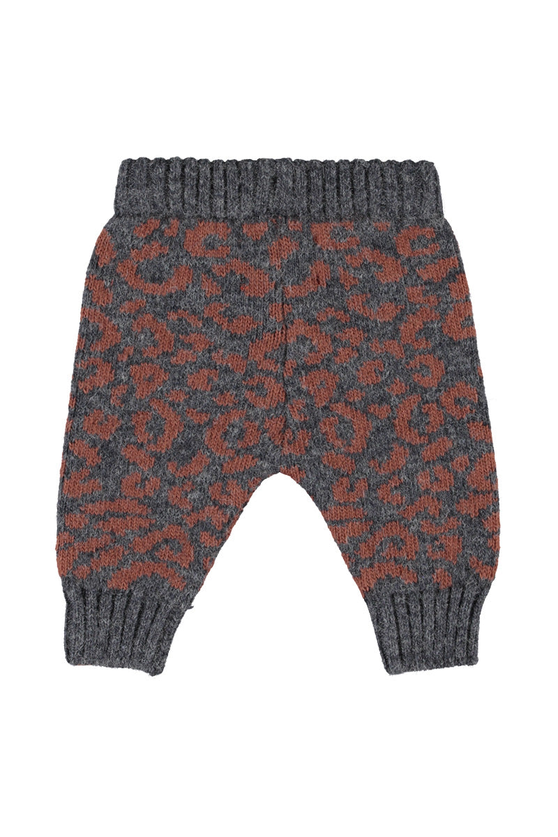 Knitted Sweater And Legging Set (TRC2603) - Dark Grey With Animal Print