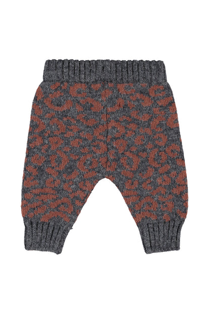Knitted Sweater And Legging Set (TRC2603) - Dark Grey With Animal Print