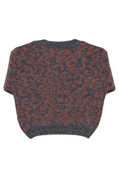Knitted Sweater And Legging Set (TRC2603) - Dark Grey With Animal Print