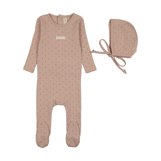 Lillete Floret Print Footie & Hat Set