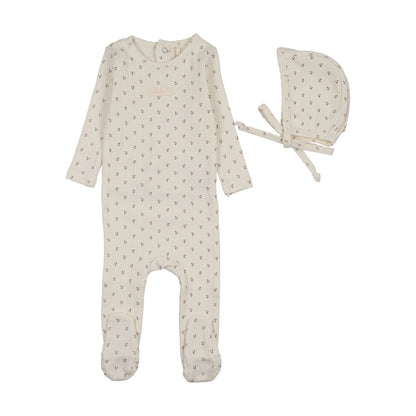 Lillete Floret Print Footie & Hat Set