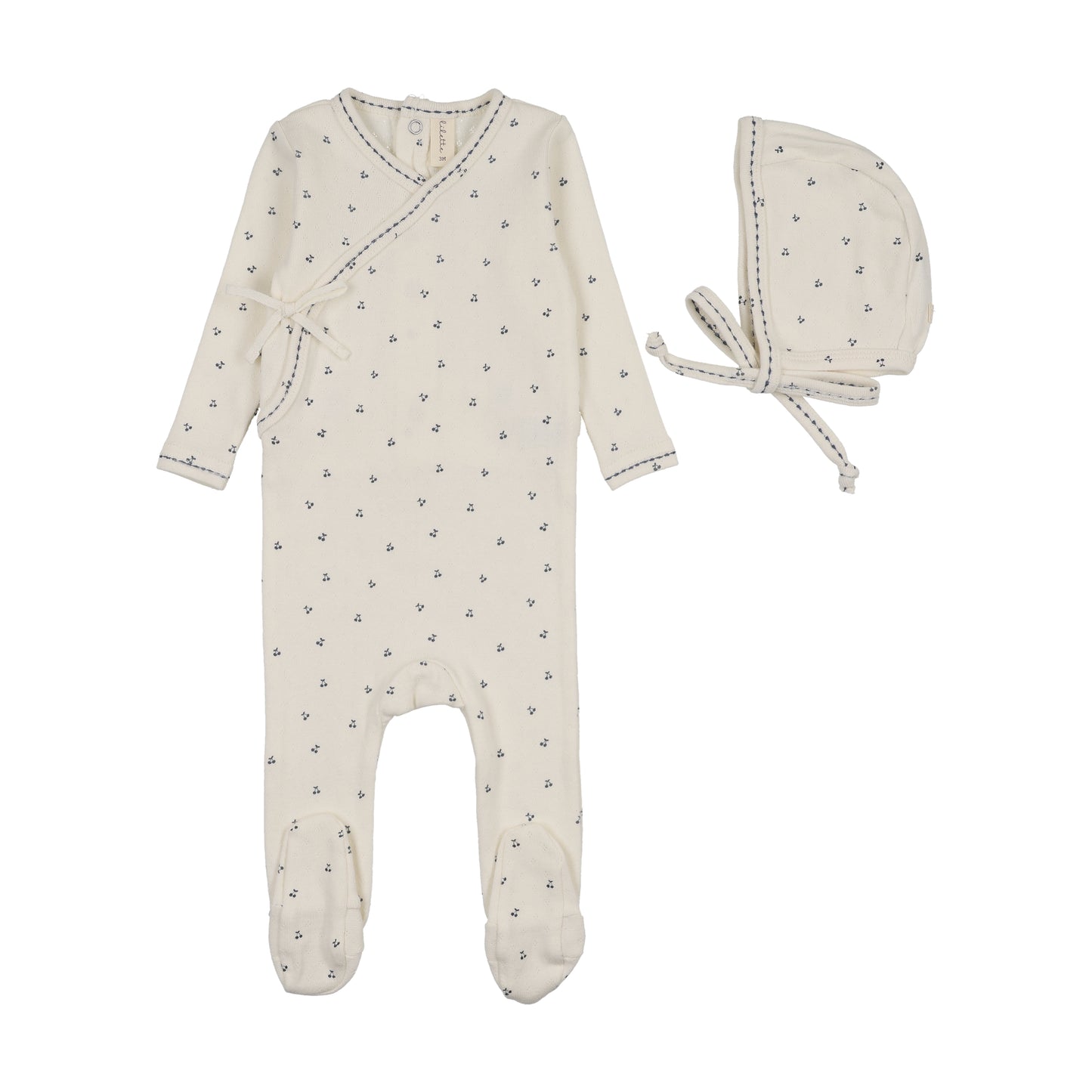 Lillete Cherry Scallop Footie & Hat Set