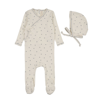 Lillete Cherry Scallop Footie & Hat Set