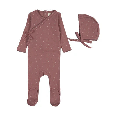 Lillete Cherry Scallop Footie & Hat Set