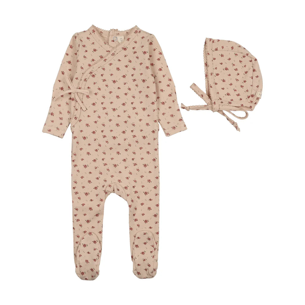 Printed Wrapover Footie & Hat  Set