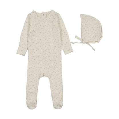 Printed Wrapover Footie & Hat  Set