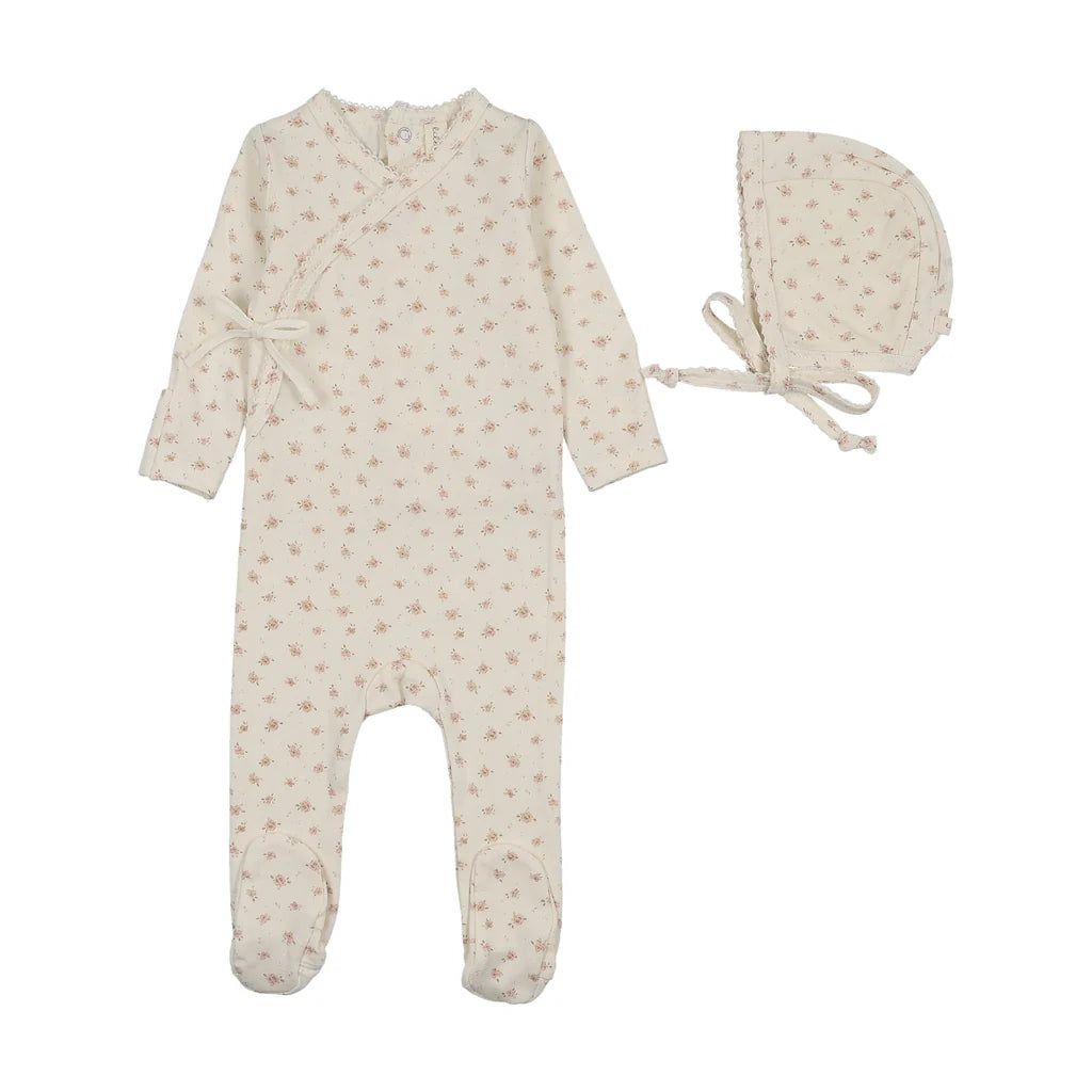 Printed Wrapover Footie & Hat  Set