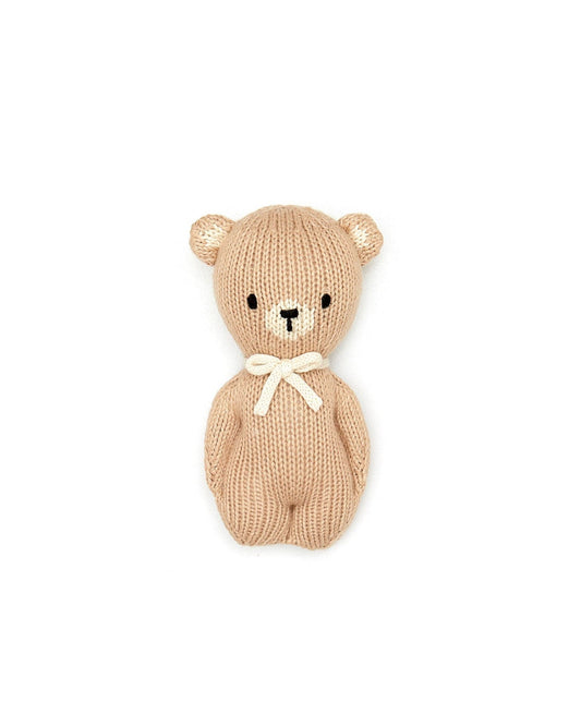 Tuntun bear knit rattle 5.5" Beige & natural