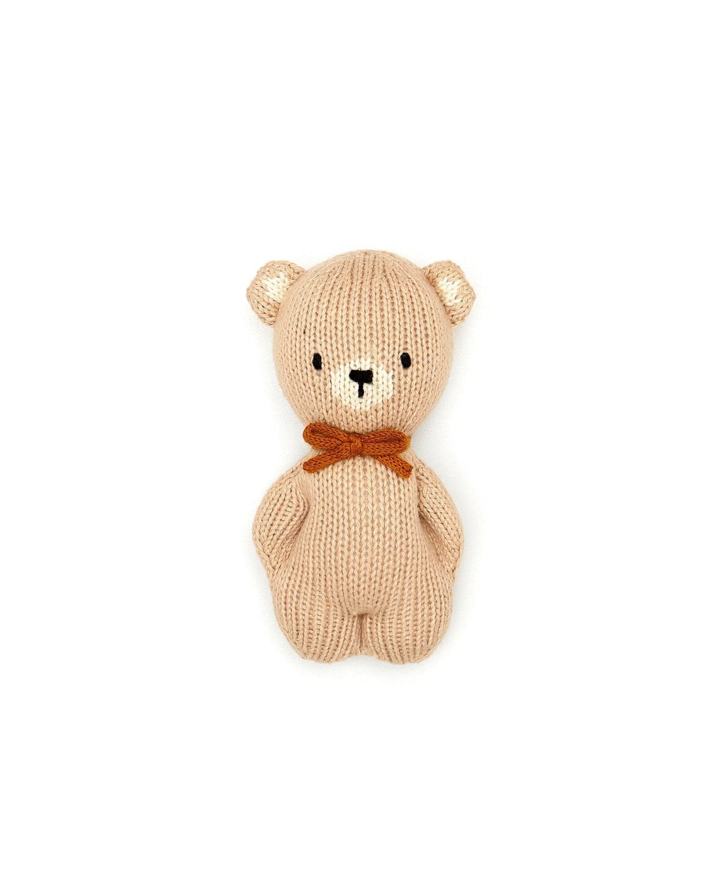Tuntun bear knit rattle 5.5" Beige & tobacco