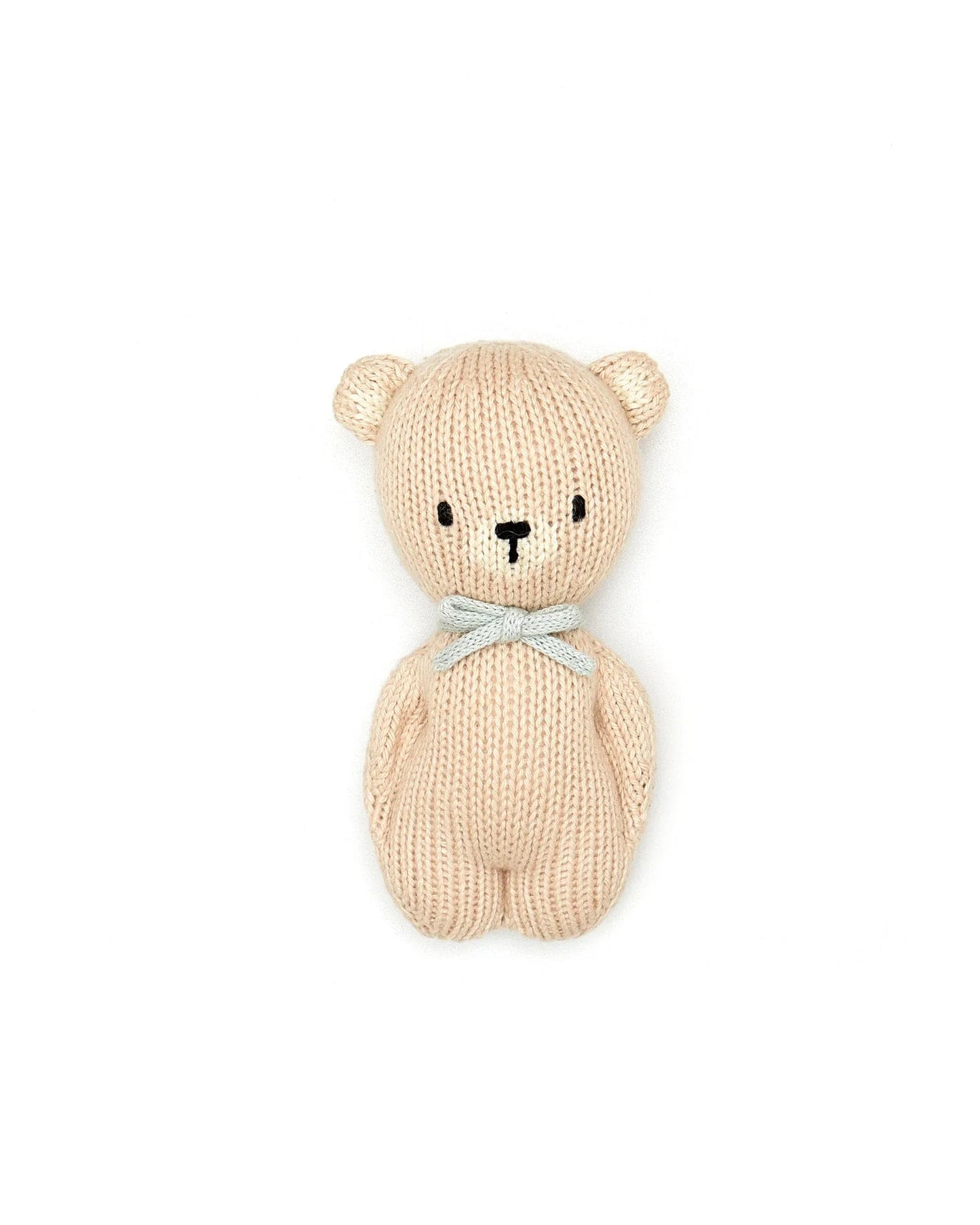 Tuntun bear knit rattle 5.5" Light beige & light blue