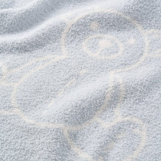 Teddy Bear Feather Knit Baby Blanket - Blue