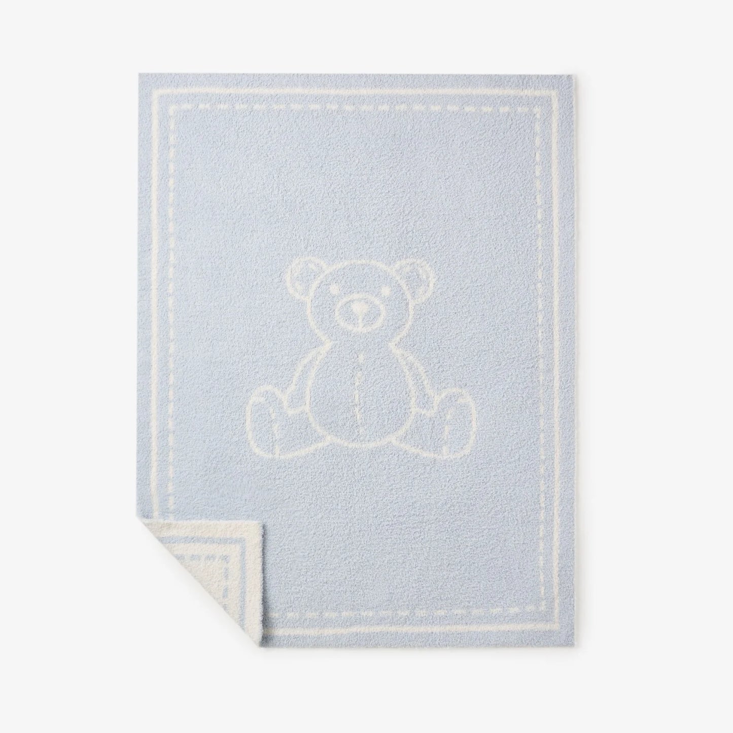 Teddy Bear Feather Knit Baby Blanket - Blue