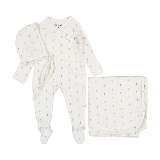 Tiny Rose Romper Bonnet & Blanket Set