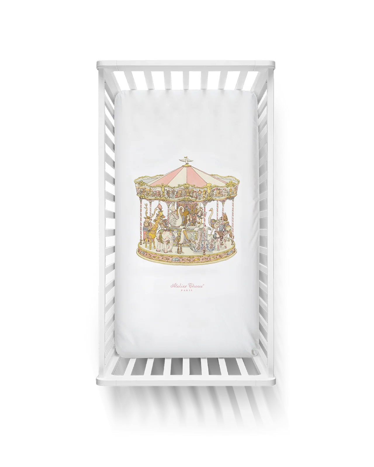 Atelier Choux Satin Fitted Sheet - Carousel Pink