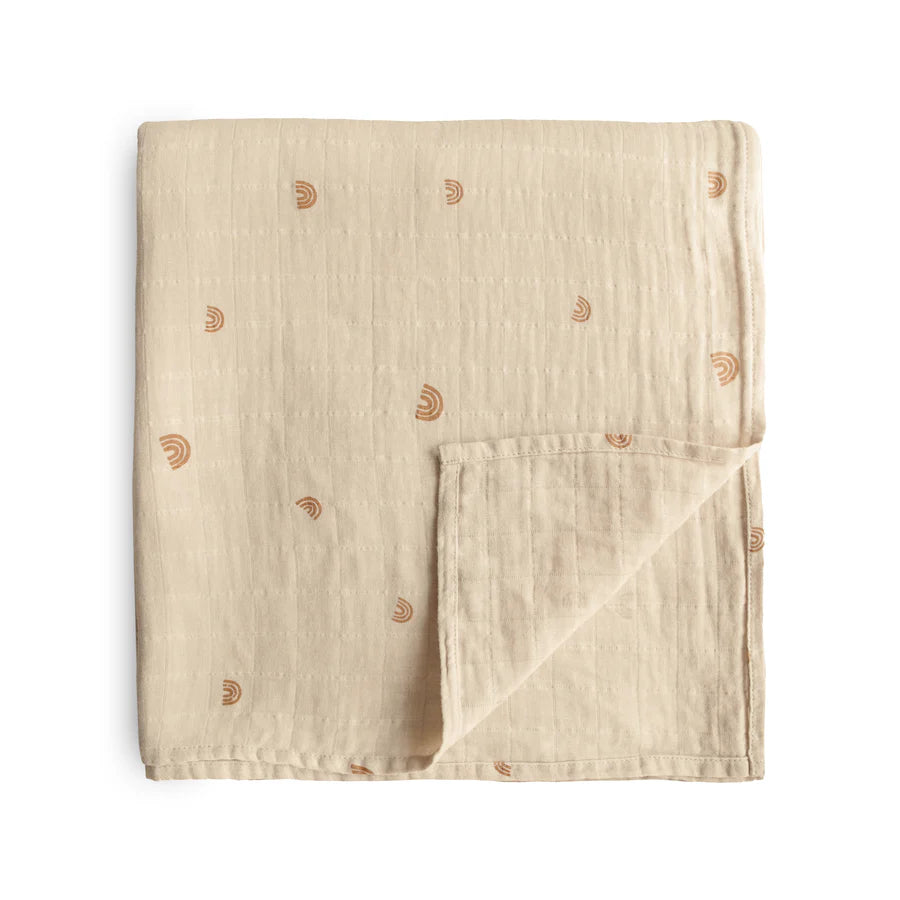 Organic Cotton Muslin Swaddle Blanket - Rainbow