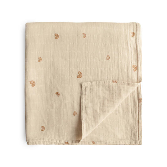 Organic Cotton Muslin Swaddle Blanket - Rainbow