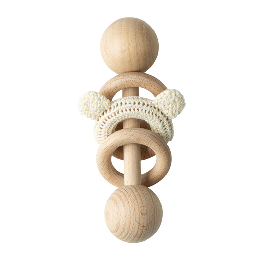 Baby Rattle with Teddy  - Off White
