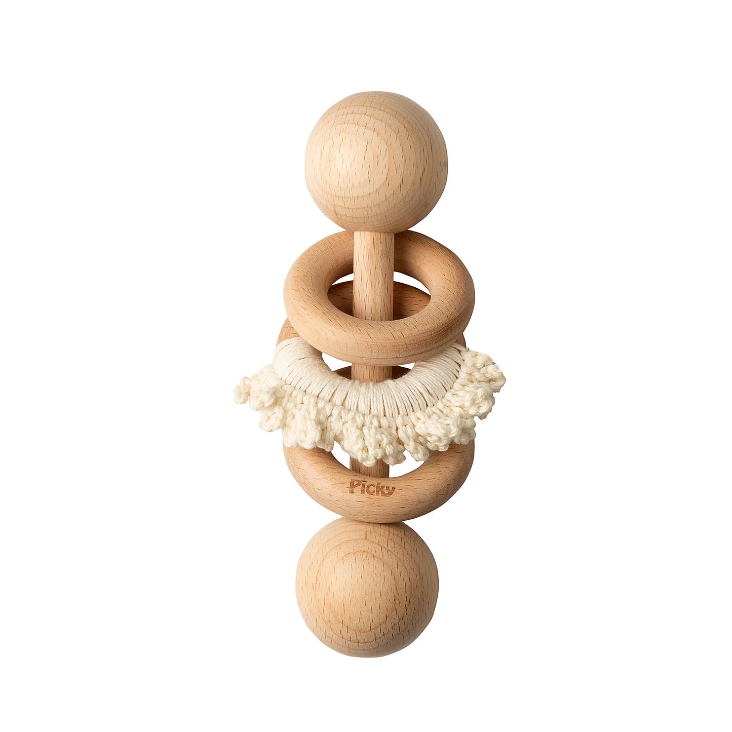 Baby Rattle with Ruffle - Off White