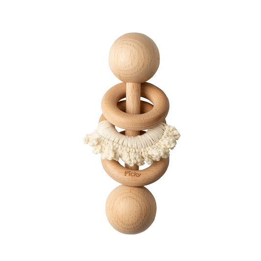 Baby Rattle with Ruffle - Off White