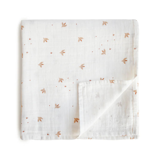 Organic Cotton Muslin Swaddle Blanket - Sparrow